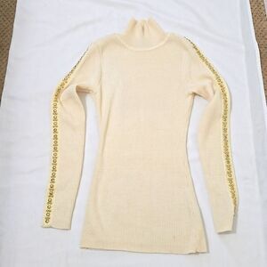 CACHE STUDDED TURTLENECK SWEATER SIZE MEDIUM